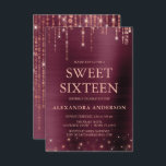 Burgundy and Rose Gold Sweet Sixteen Birthday Invitation<br><div class="desc">Burgundy and Rose Gold Sparkle String Lights Sweet Sixteen Birthday Party Invitation for an Elegant Birthday . This is the perfect Sweet Sixteen Birthday Invitation for an elegant Burgundy and Rose Gold Sparkle Birthday Party. Please contact the designer for matching customised items.</div>