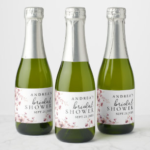 Burgundy and Rose Watercolor Floral Bridal Shower Sparkling Wine Label