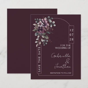 Burgundy and Sage Arch Save the Date Invitation