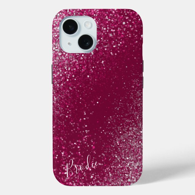 Burgundy and Silver Glitter Case-Mate iPhone Case (Back)