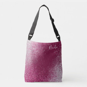 Burgundy and Silver Glitter Crossbody Bag