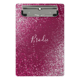 Burgundy and Silver Glitter Mini Clipboard