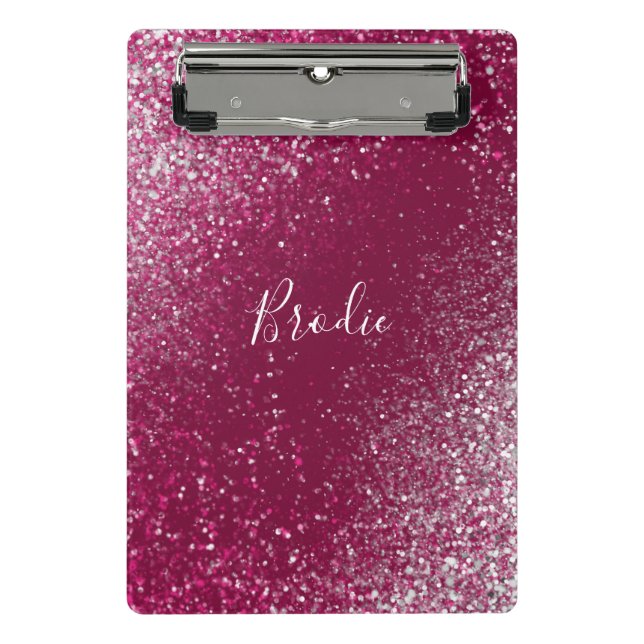 Burgundy and Silver Glitter Mini Clipboard (Front)