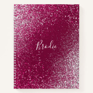 Burgundy and Silver Glitter Notebook