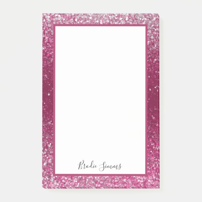 Burgundy and Silver Glitter Post-it Notes (Front)