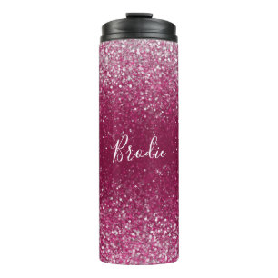 Burgundy and Silver Glitter Thermal Tumbler