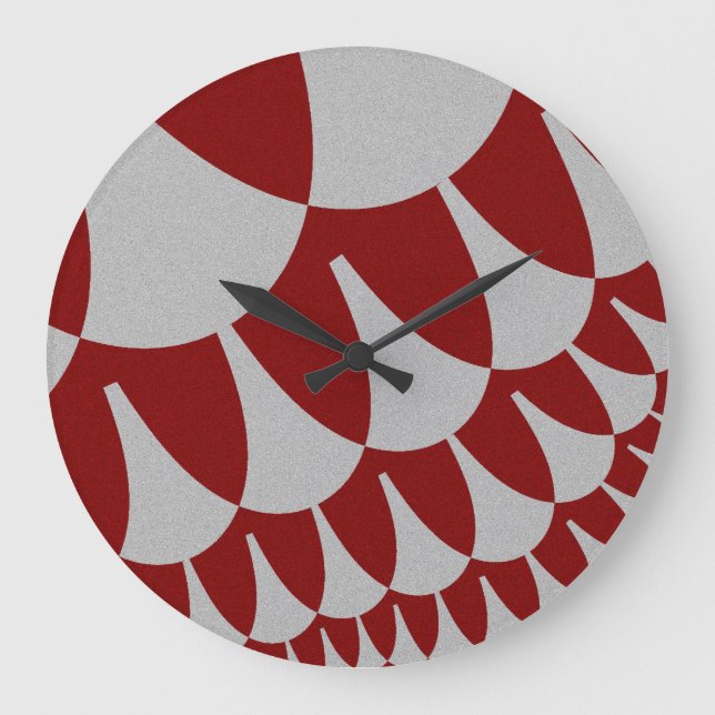 Burgundy and Silver Scales Large Clock (Front)