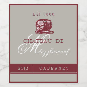 Burgundy and Silver Vineyard Wine Label