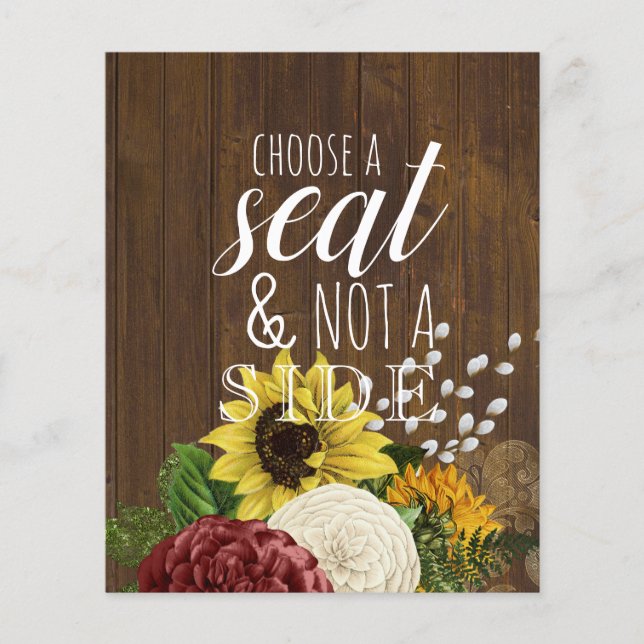 Burgundy and Sunflowers Themed Wedding Budget (Front)