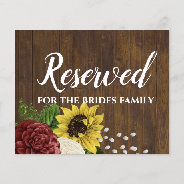 Burgundy and Sunflowers Themed Wedding Budget (Front)