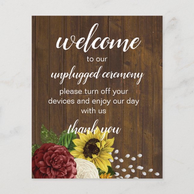 Burgundy and Sunflowers Themed Wedding Budget (Front)