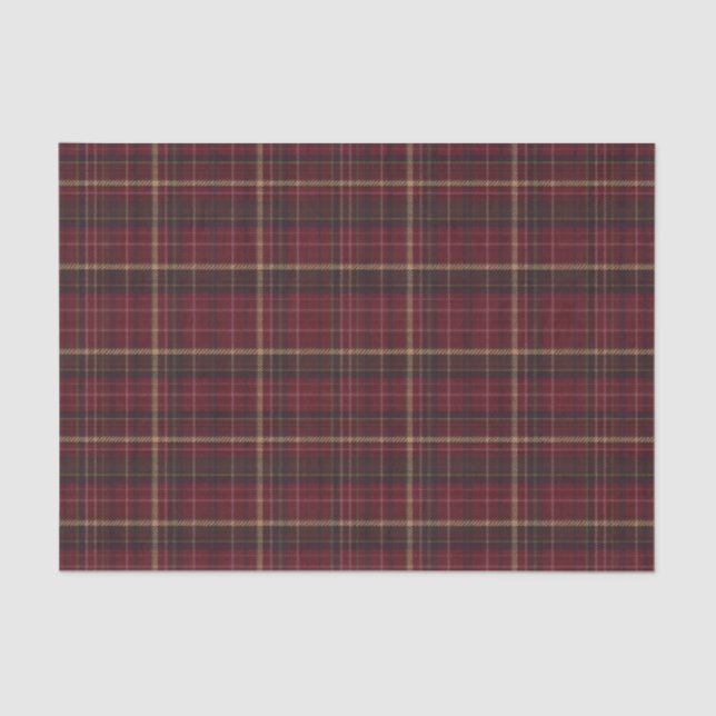 Burgundy and Tan Plaid Tartan Tissue Paper (Front)
