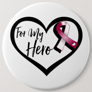 Burgundy and White Awareness Ribbon For My Hero 6 Cm Round Badge