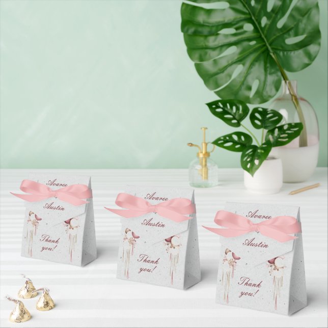 Burgundy and White Balloons and Lanterns On Grey  Favour Box (Multiple)