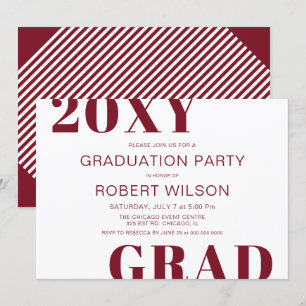 Burgundy and White Bold Typography Graduation Invitation