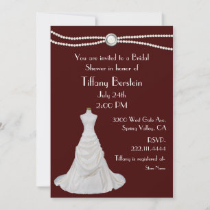 Burgundy and White Bridal Shower Invitation
