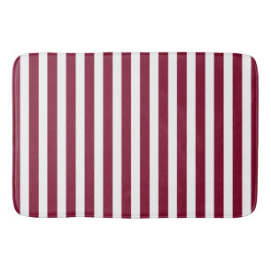Burgundy and white candy stripes bath mat