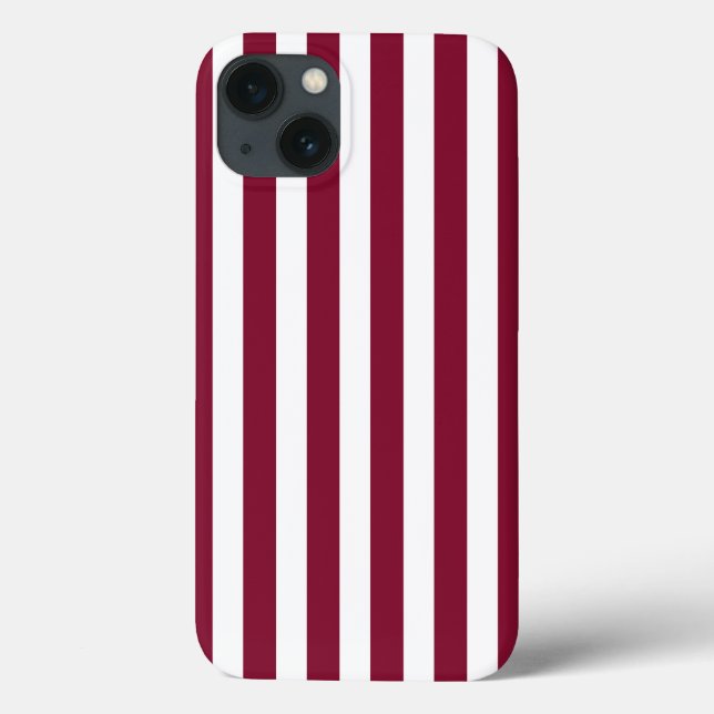 Burgundy and white candy stripes Case-Mate iPhone  Case (Back)