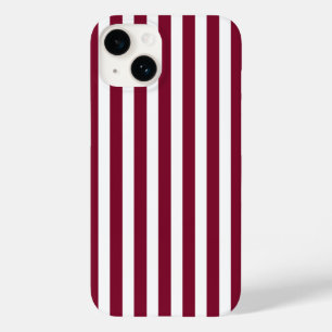Burgundy and white candy stripes Case-Mate iPhone 14 case