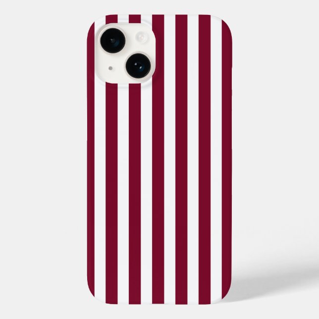 Burgundy and white candy stripes Case-Mate iPhone case (Back)