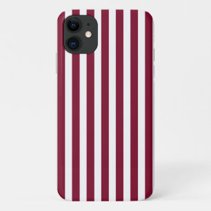 Burgundy and white candy stripes iPhone 11 case