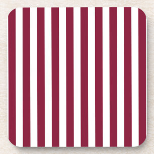 Burgundy and white candy stripes coaster