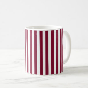 Burgundy and white candy stripes coffee mug