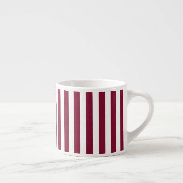 Burgundy and white candy stripes espresso cup (Right)