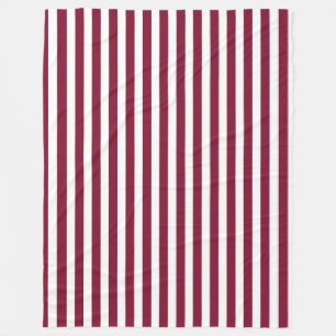 Burgundy and white candy stripes fleece blanket