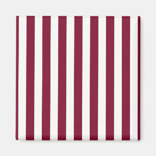 Burgundy and white candy stripes magnet