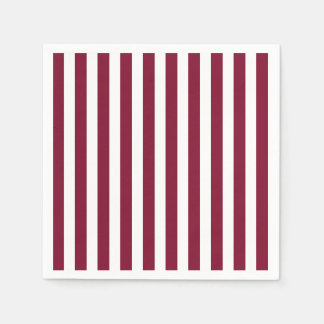 Burgundy and white candy stripes napkin