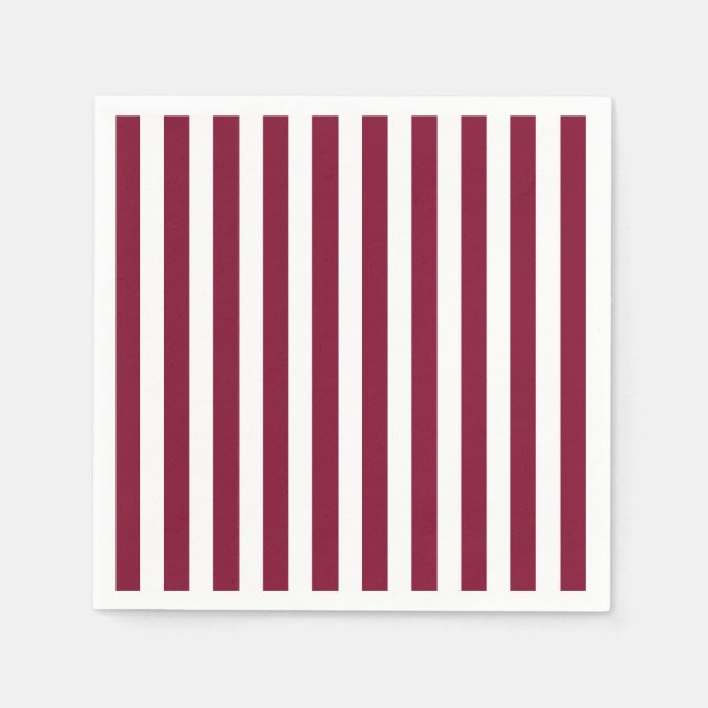 Burgundy and white candy stripes napkin (Front)