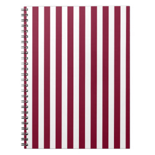 Burgundy and white candy stripes notebook