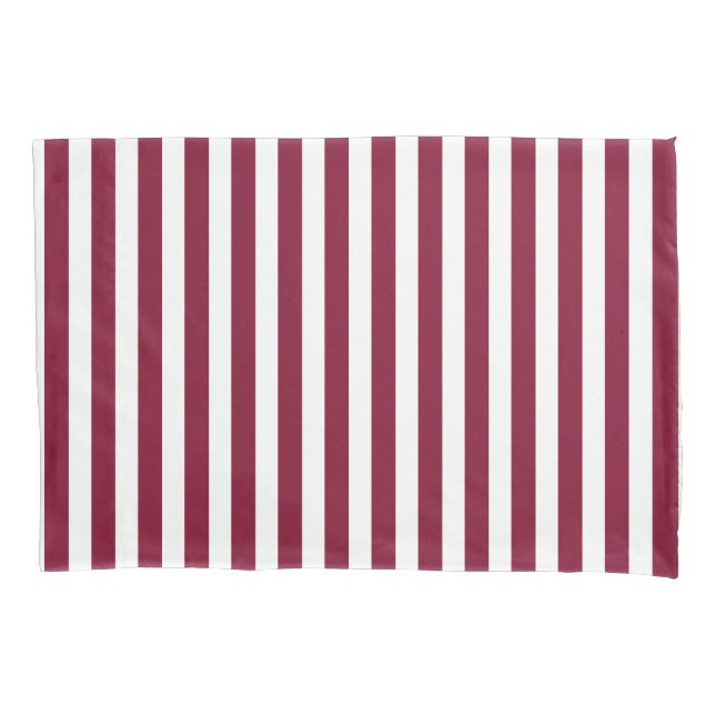 Burgundy and white candy stripes pillowcase (Front)