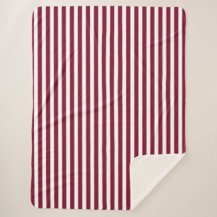 Burgundy and white candy stripes sherpa blanket