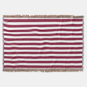 Burgundy and white candy stripes throw blanket