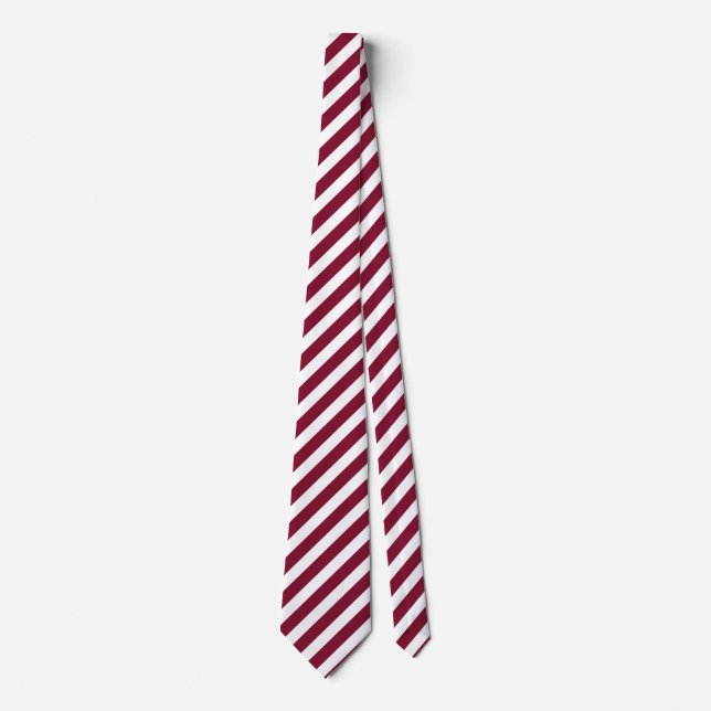 Burgundy and white candy stripes tie (Front)