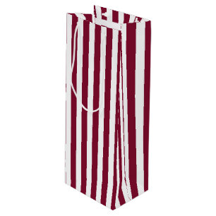 Burgundy and white candy stripes wine gift bag