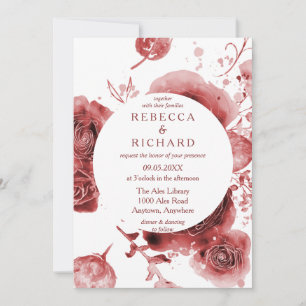 Burgundy and White Charming Wedding Invitation