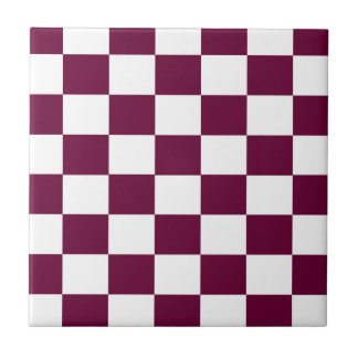 Burgundy and White Checkerboards Tile