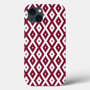 Burgundy and white diamond pattern Case-Mate iPhon iPhone 13 Case