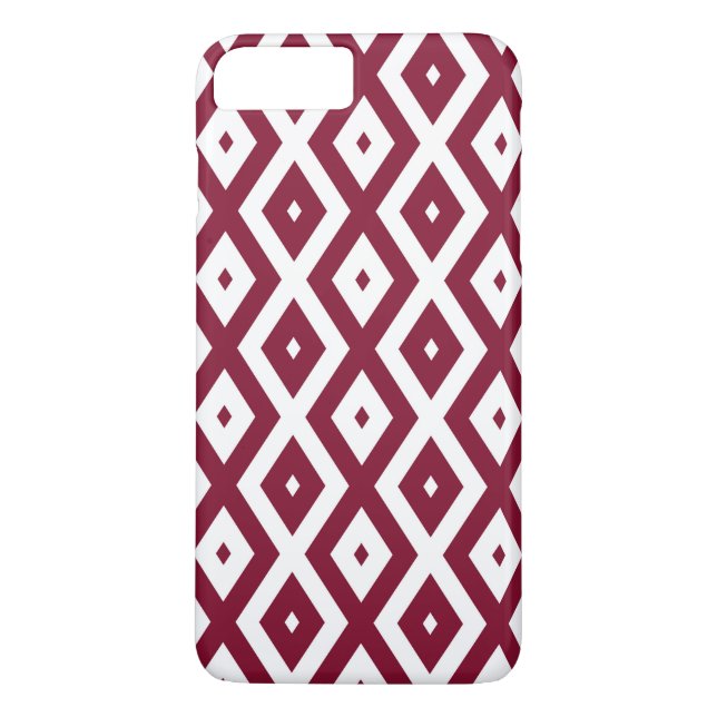 Burgundy and white diamond pattern Case-Mate iPhone case (Back)