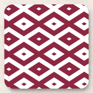 Burgundy and white diamond pattern coaster