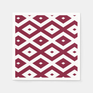 Burgundy and white diamond pattern napkin