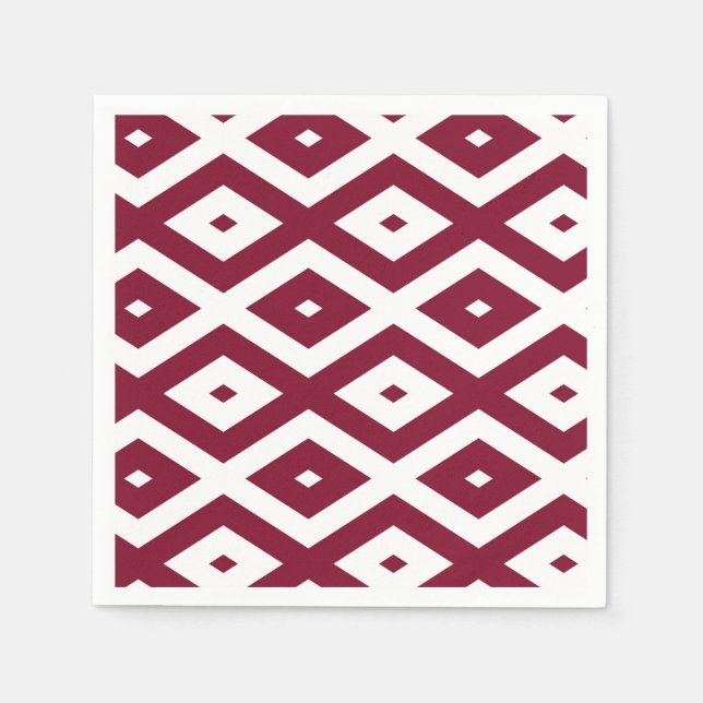 Burgundy and white diamond pattern napkin (Front)