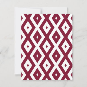 Burgundy and white diamond pattern RSVP card
