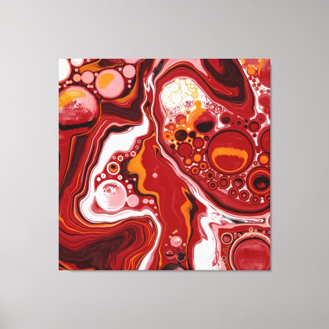Burgundy and White Digital Fluid Art   Canvas Print (Front)