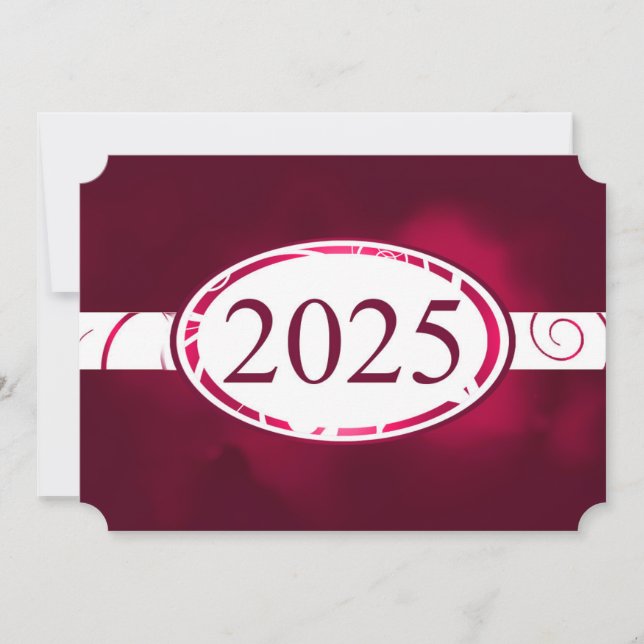 Burgundy and White Floral Button 2025 Card (Front)