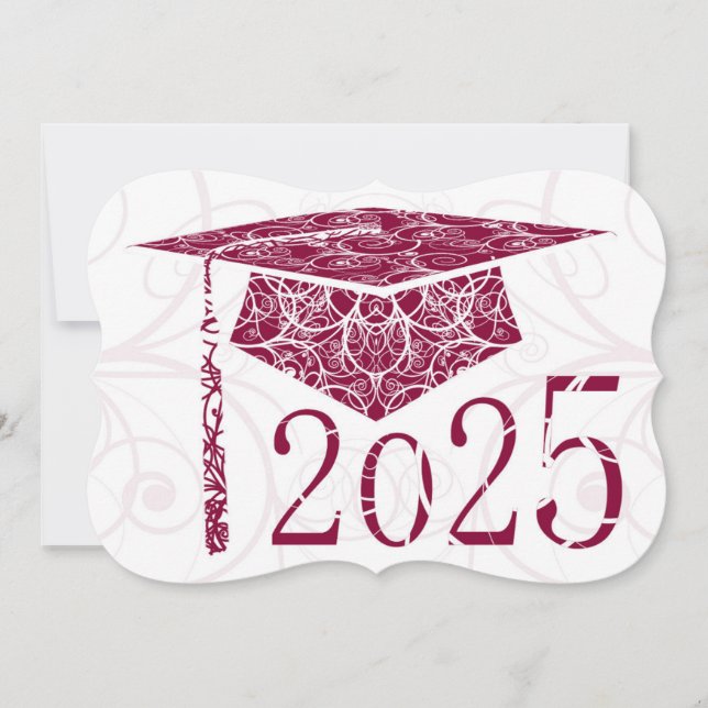 Burgundy and White Floral Cap 2025 Card (Front)