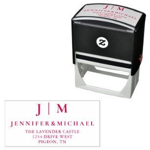 Burgundy and White Formal Simple Wedding Suite Self-inking Stamp